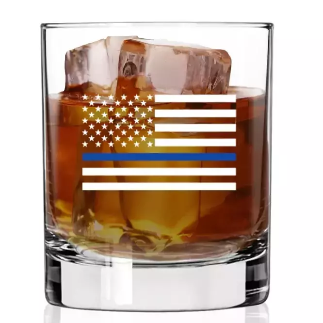  POLICE FLAG Whiskey glass