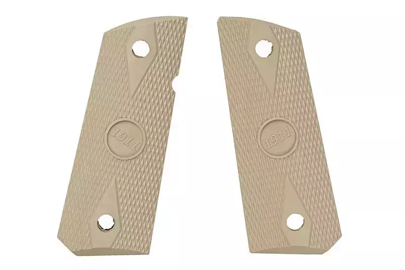 Overmolded 1911 Officer Size Grip Set - tan