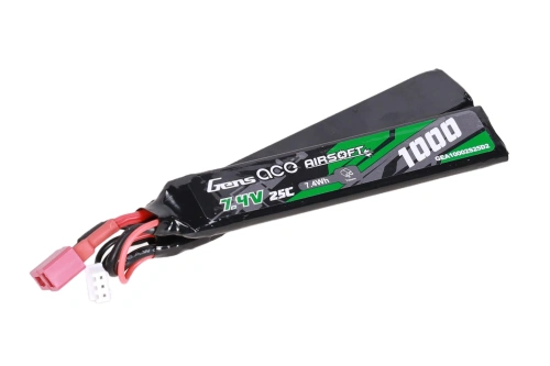 Li-Po Gens Ace 1000 mAh 25C Nunchuck 7,4V T-Deans batterij (verkorte kabel)