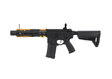 King Arms x Strike Industries Sentinel GRIDLOK® 8.5" Aster SE ETU Black and Gold airsoft Carbine